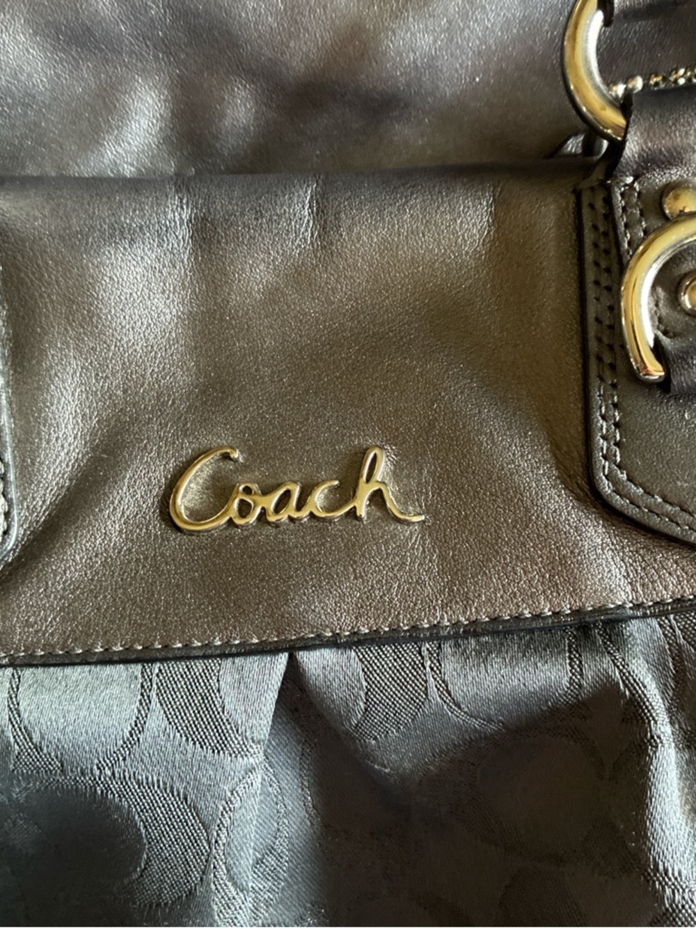 Coach Black Signature Jacquard Satchel with Leather Trim - Picture 2 of 5